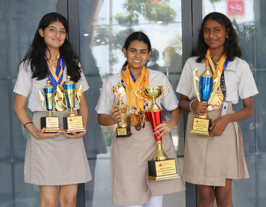 team with medals and trophies