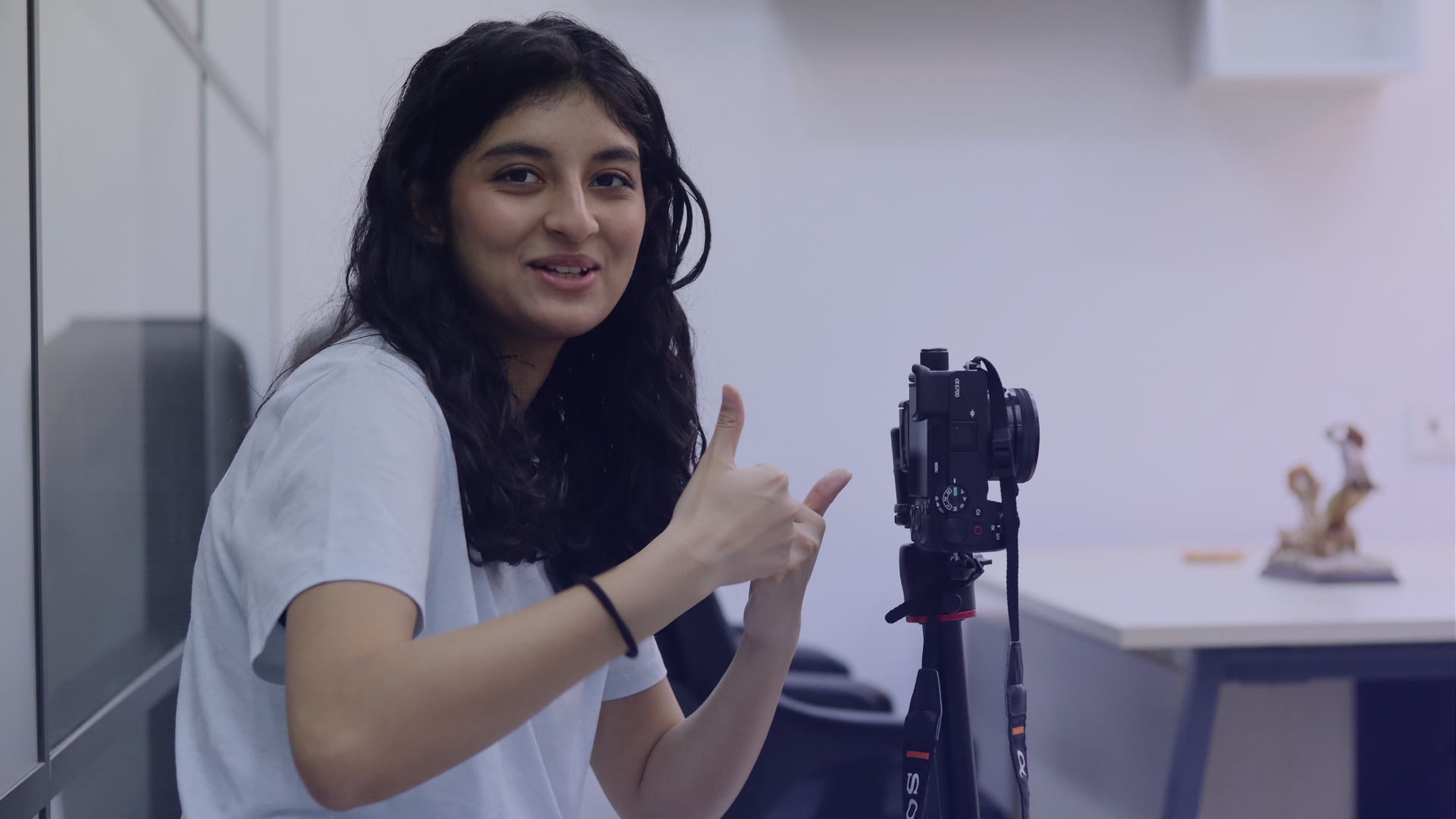 Student in a professional internship setting